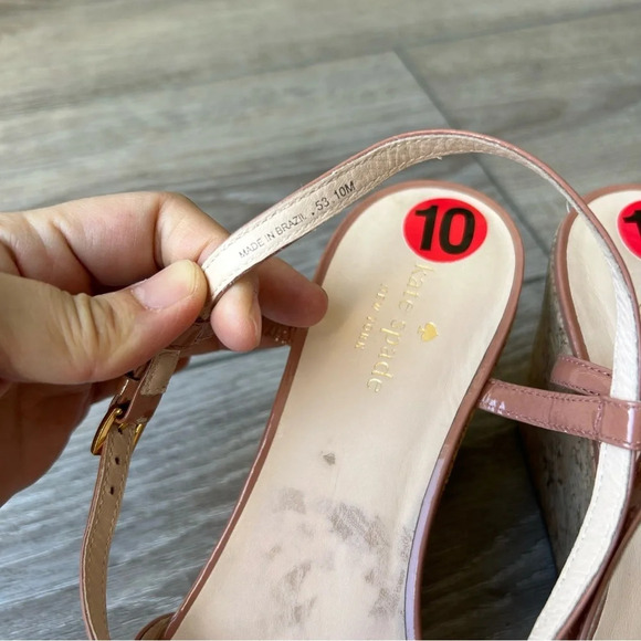 KATE SPADE Talanse Pink Patent Wedge  Platform Sandals - Picture 6 of 14